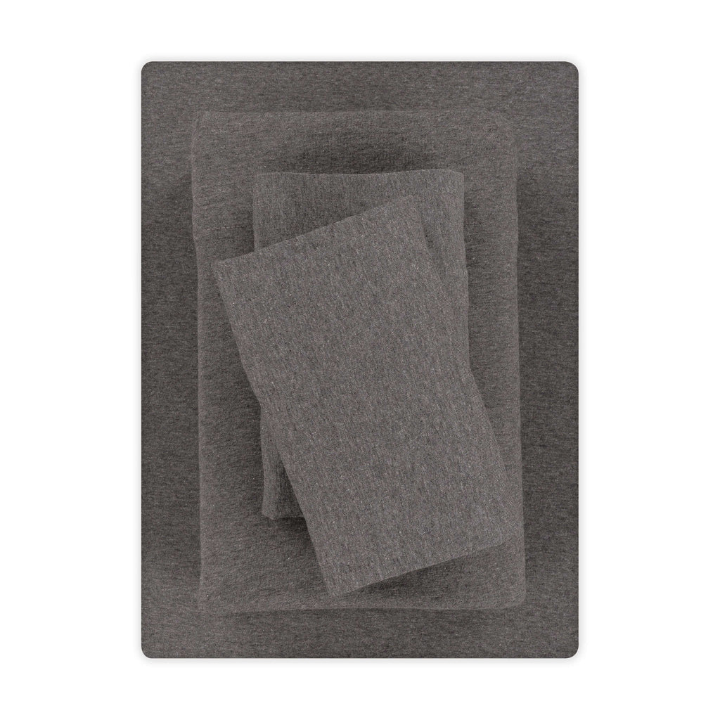 Mainstays Cotton Rich Extra Soft Jersey Bed Sheet Set, Queen, Charcoal, 4 Pieces